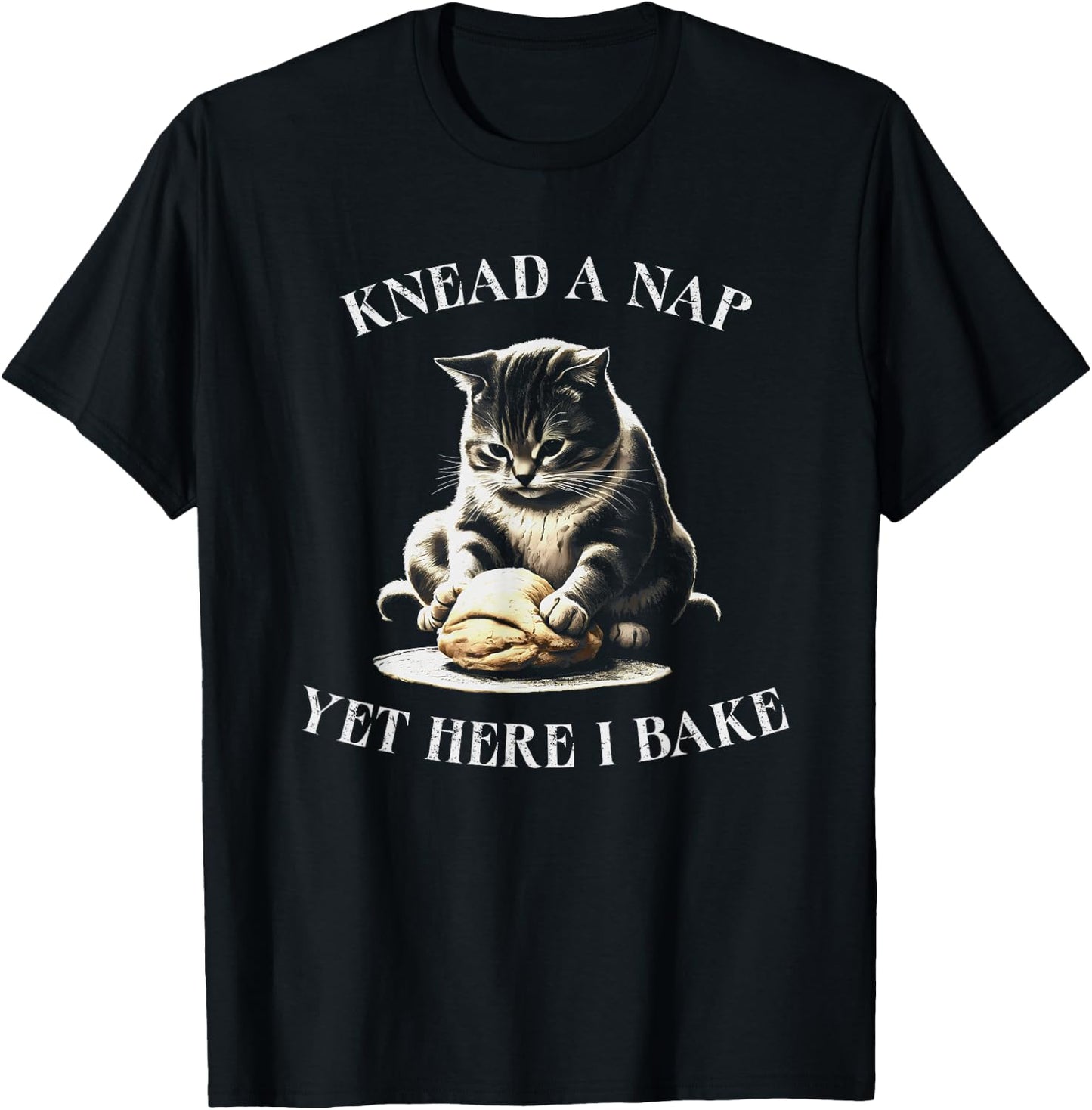 Cat Making Biscuits Funny Cat Baking Knead Nap Women Kids T-Shirt - T-Shirt | Black