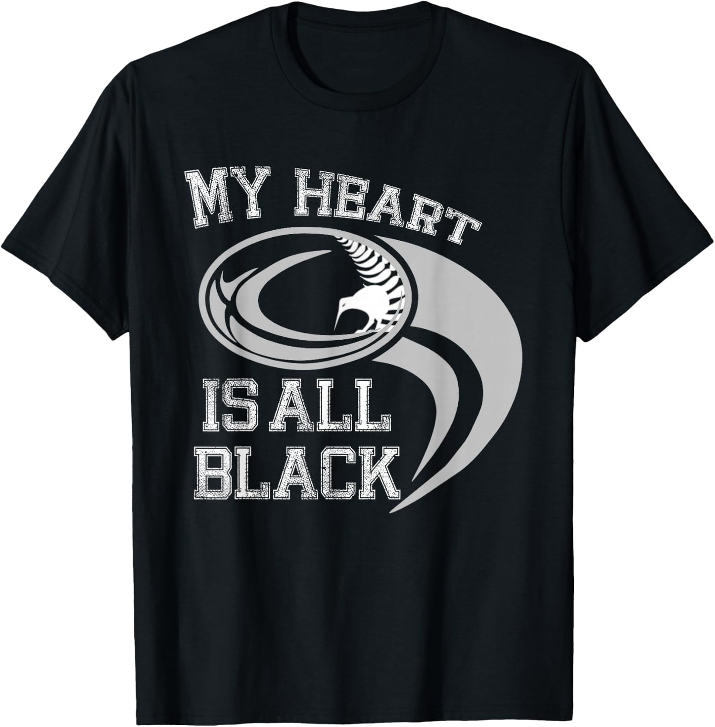 My Heart is All Black - Rugby New Zealand Fan T-Shirt - T-Shirt | Black