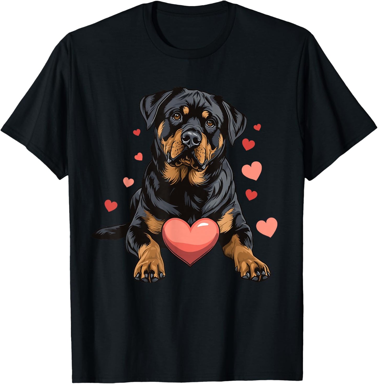 Rottweiler Dog Heart Pet Dog Animal Lover T-Shirt - T-Shirt | Black