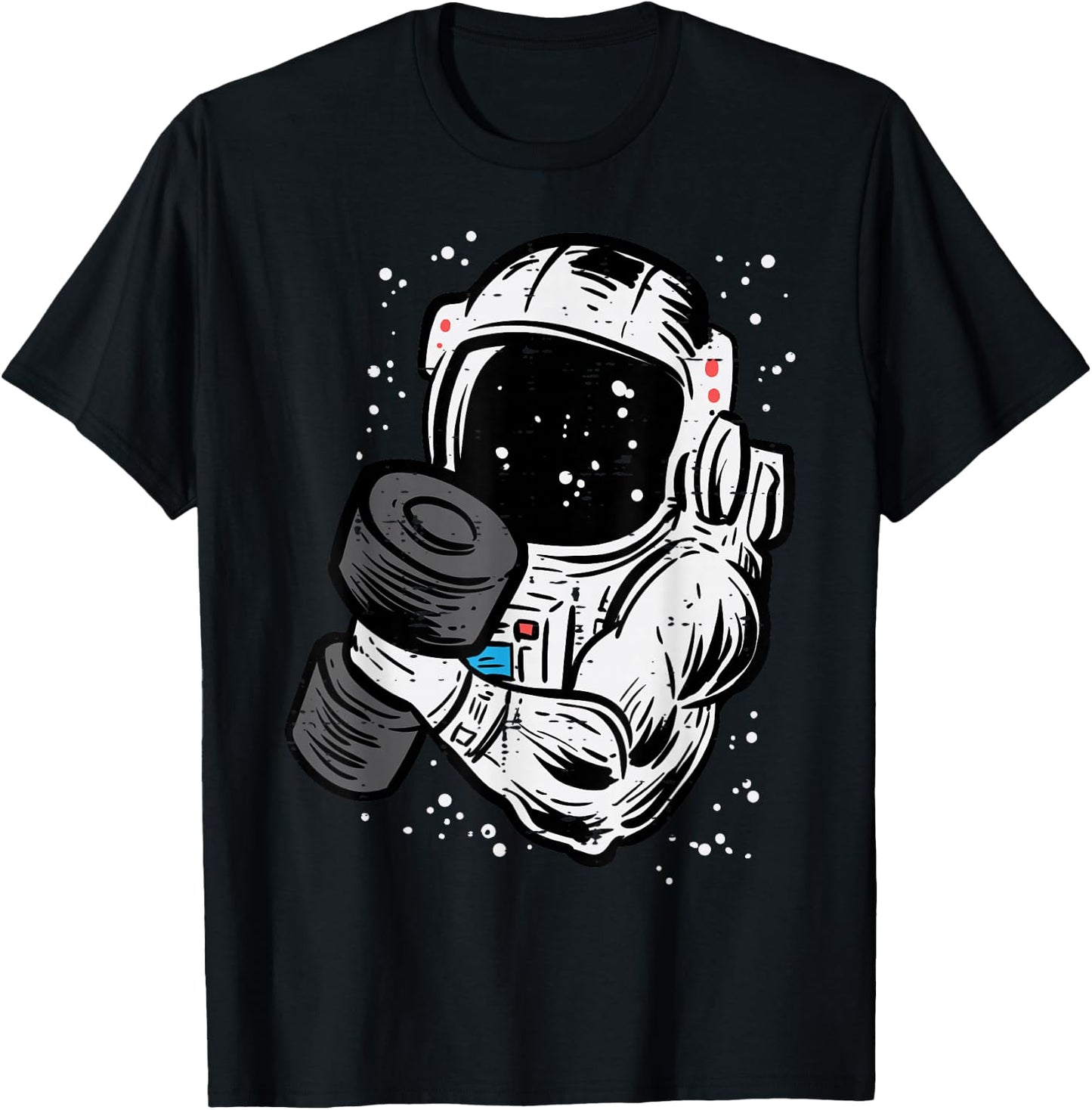 Astronaut Workout Dumbbell Space Gym Fitness Men Women Kids T-Shirt - T-Shirt | Black