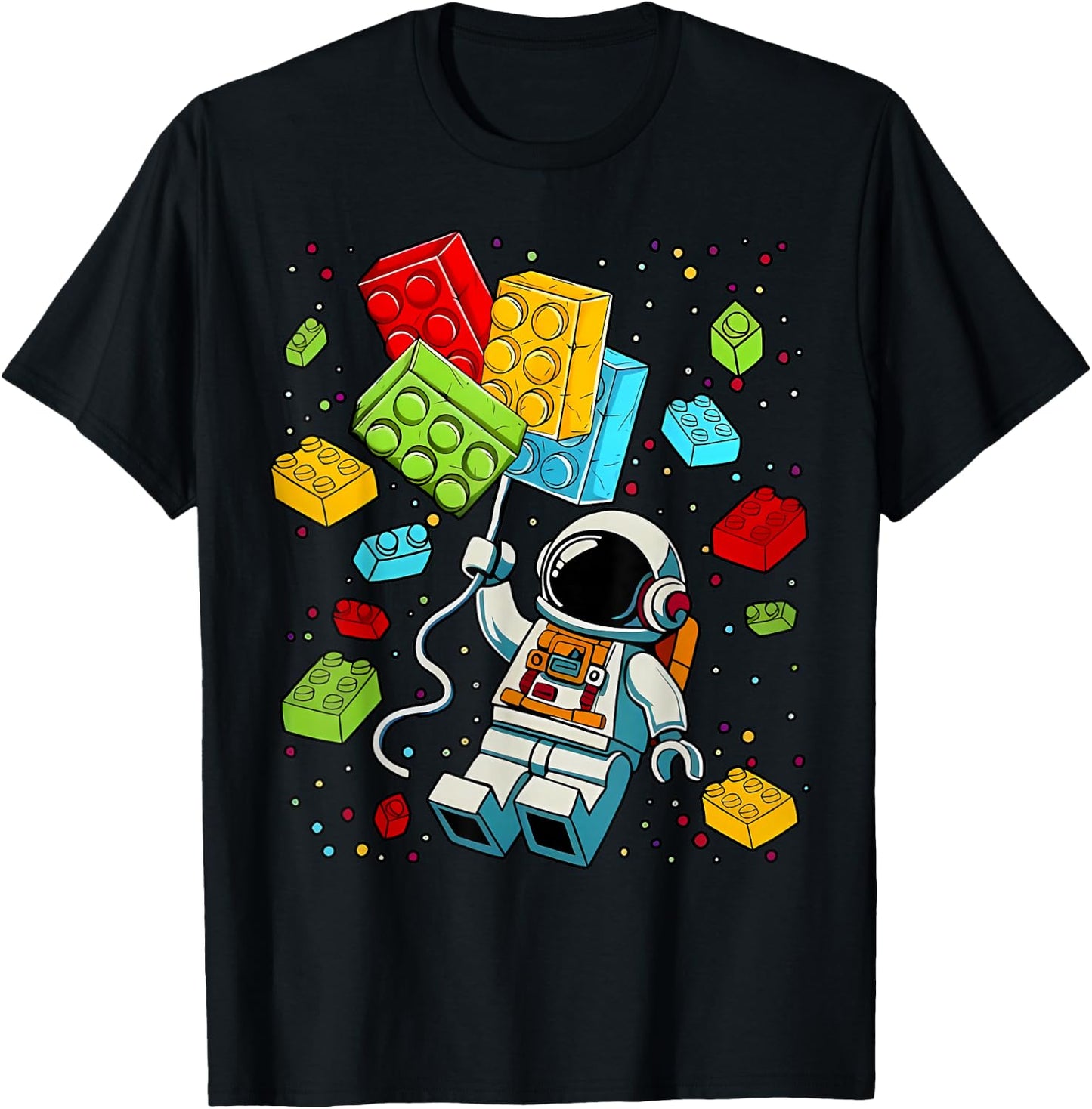 Space Astronaut Master Builder Building Blocks Boys Kids T-Shirt - T-Shirt | Black