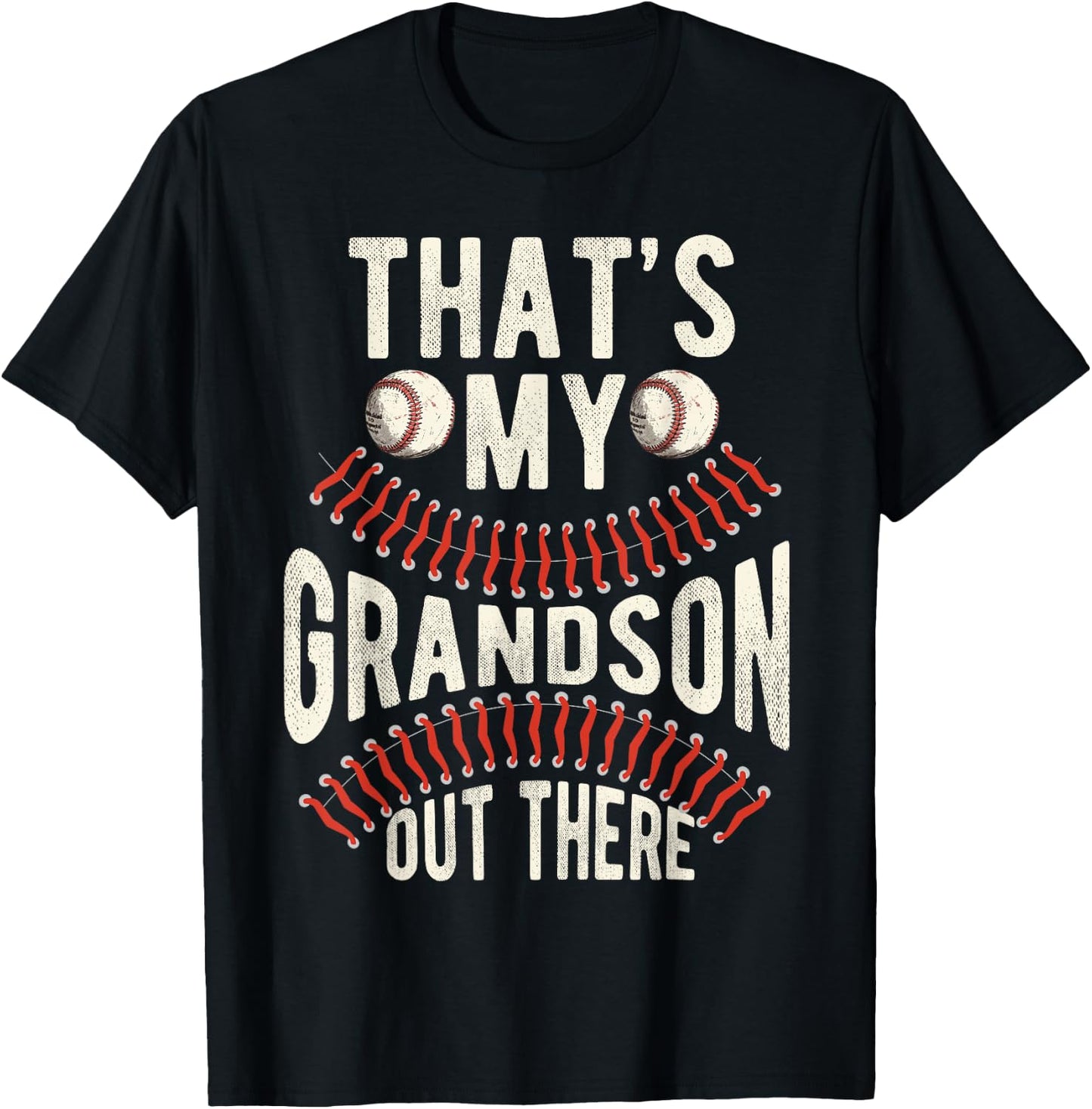 That's My Grandson Out There Baseball Men Grandpa Baseball T-Shirt - T-Shirt | Black