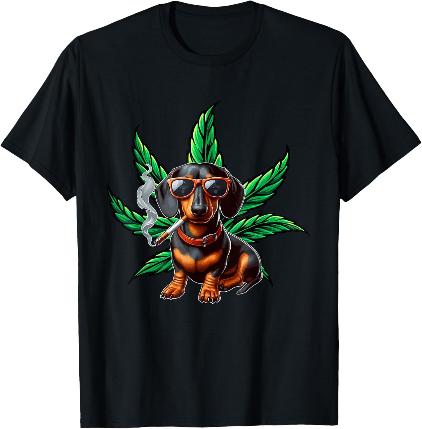 Dachshund Sunglasses Tuxedo Funny Owner Stoner Smoker T-Shirt - T-Shirt | Black