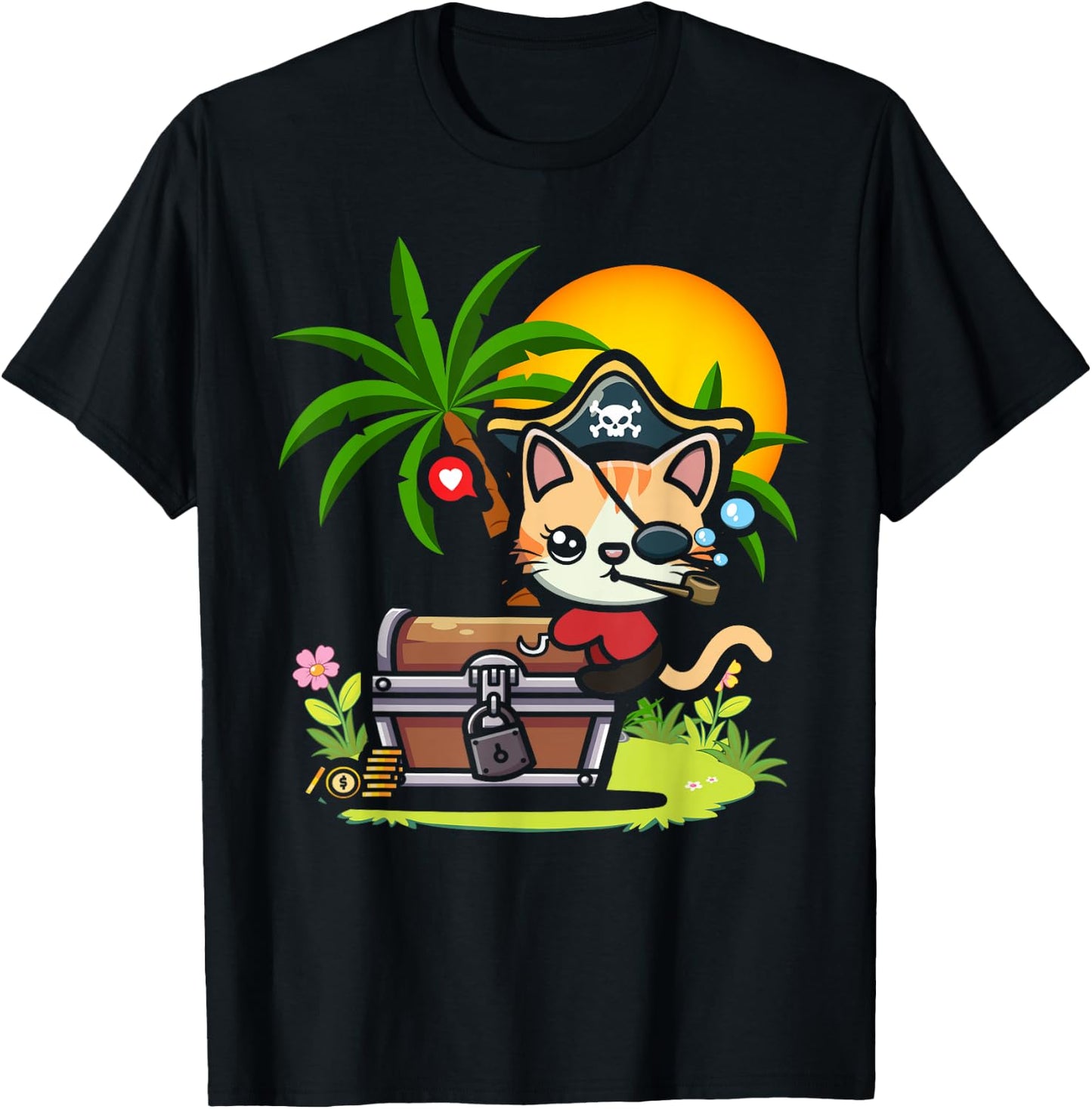 Kwazii Cute Funny Pirate Cat Kids T-Shirt - T-Shirt | Black