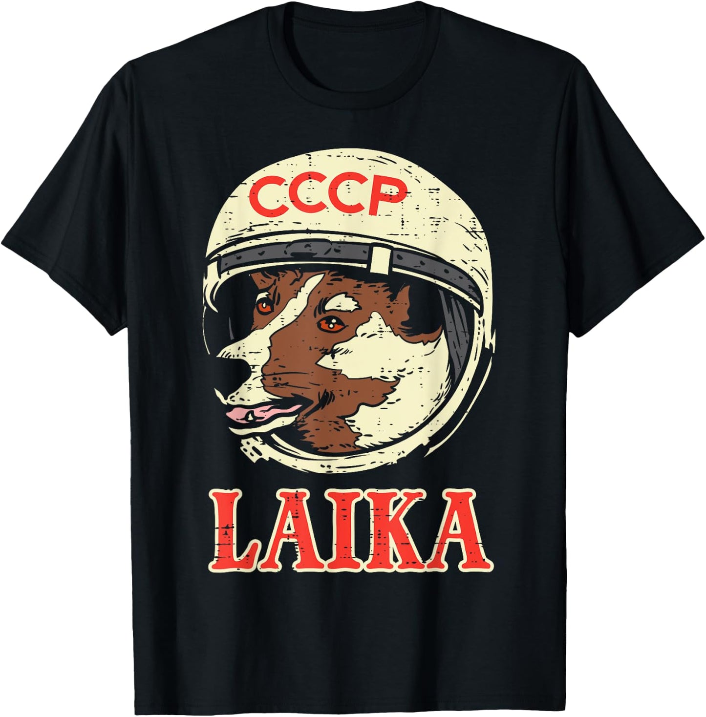 Astronaut Dog Cccp Laika Space Soviet Galaxy Men Women Kids T-Shirt - T-Shirt | Black