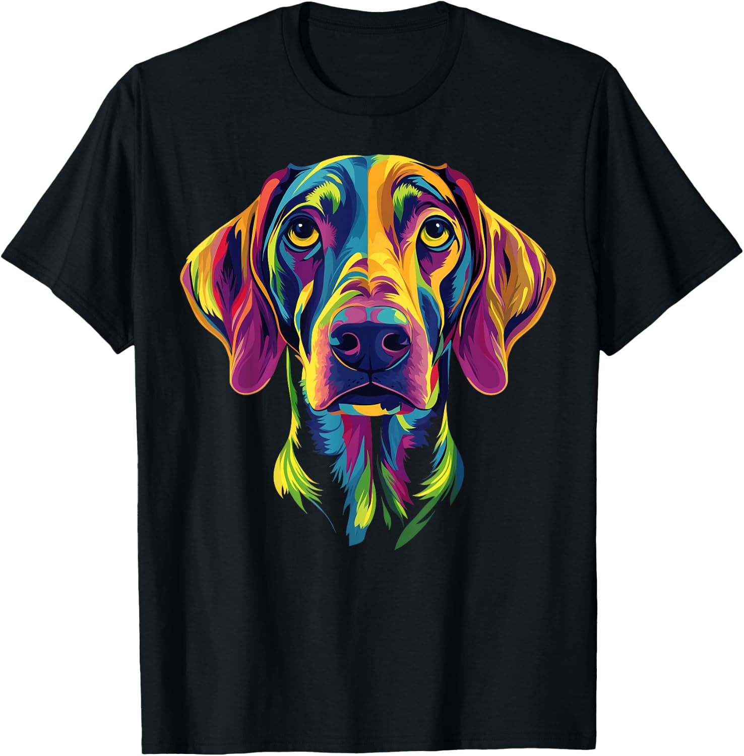 Colorful Plott Hound Face Cute Dog Lover Men Women Black T-Shirt - T-Shirt | Black