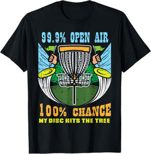 100 Percent Chance Disc Hits Tree Frisbee Golf Men Women Kid T-Shirt - T-Shirt | Black