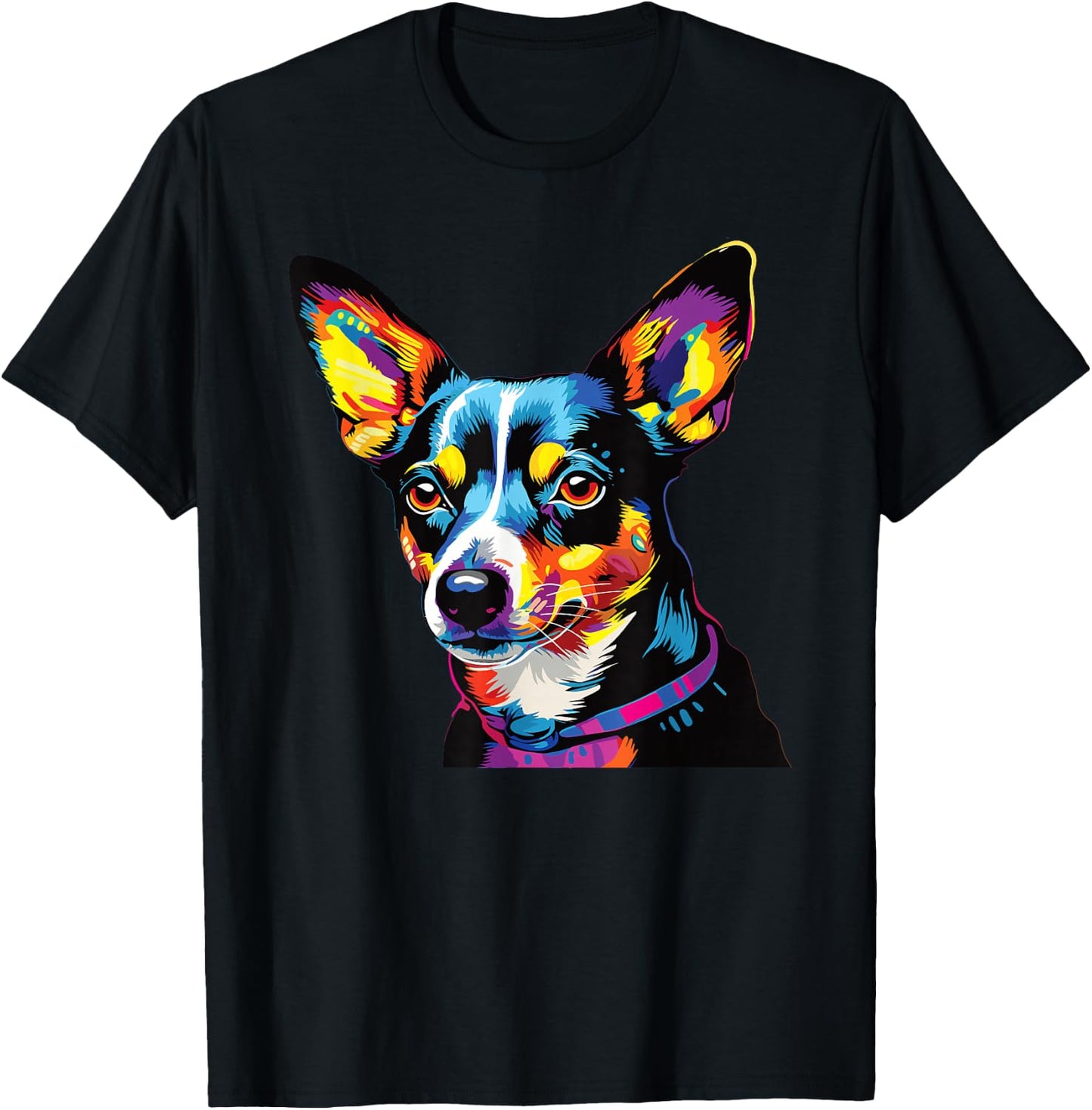 Retro Rat Terrier Dog -Adults Multicolor Small T-Shirt - T-Shirt | Black