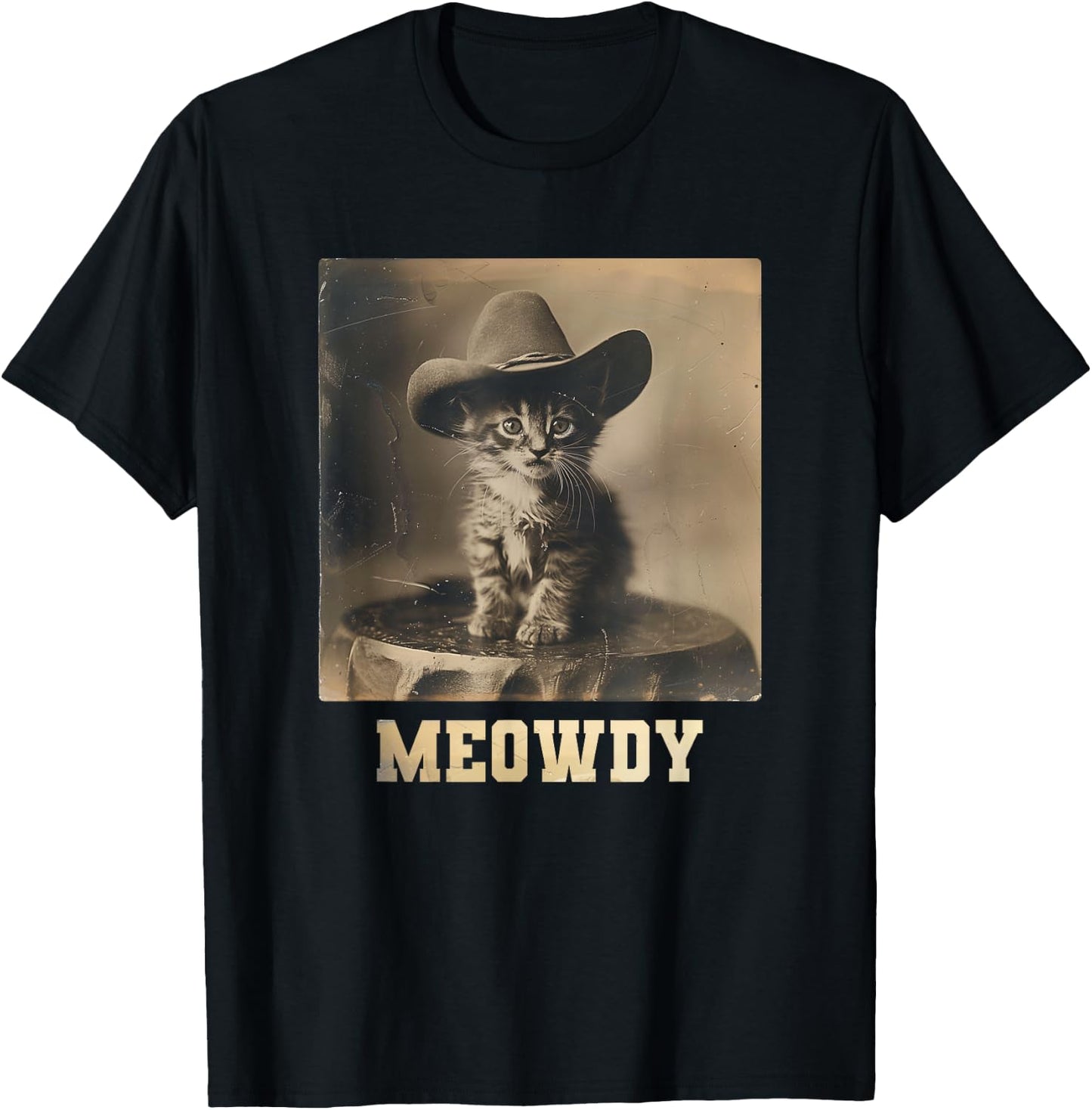Meowdy Texas Cat Meme T-Shirt - T-Shirt | Black
