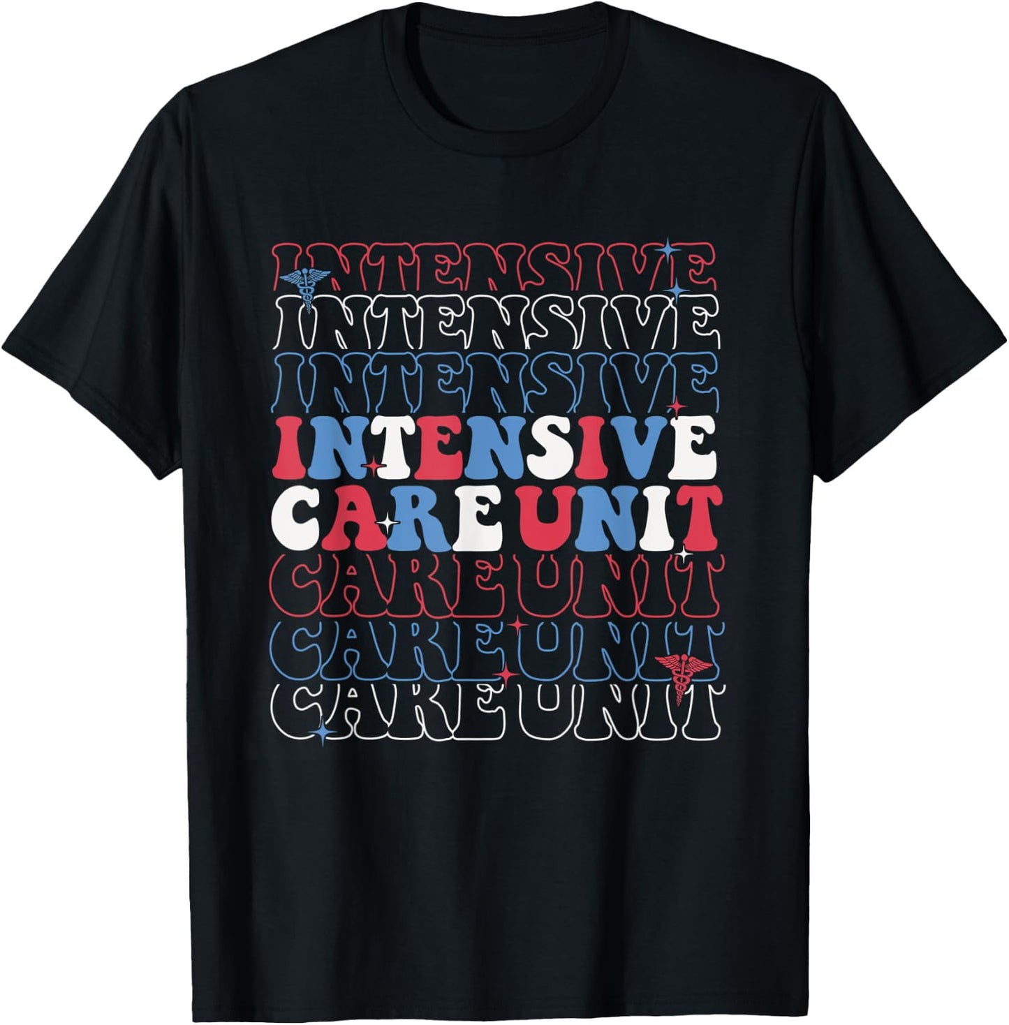 Retro ICU Nurse 4th July Intensive Care Unit Independence T-Shirt - T-Shirt | Black