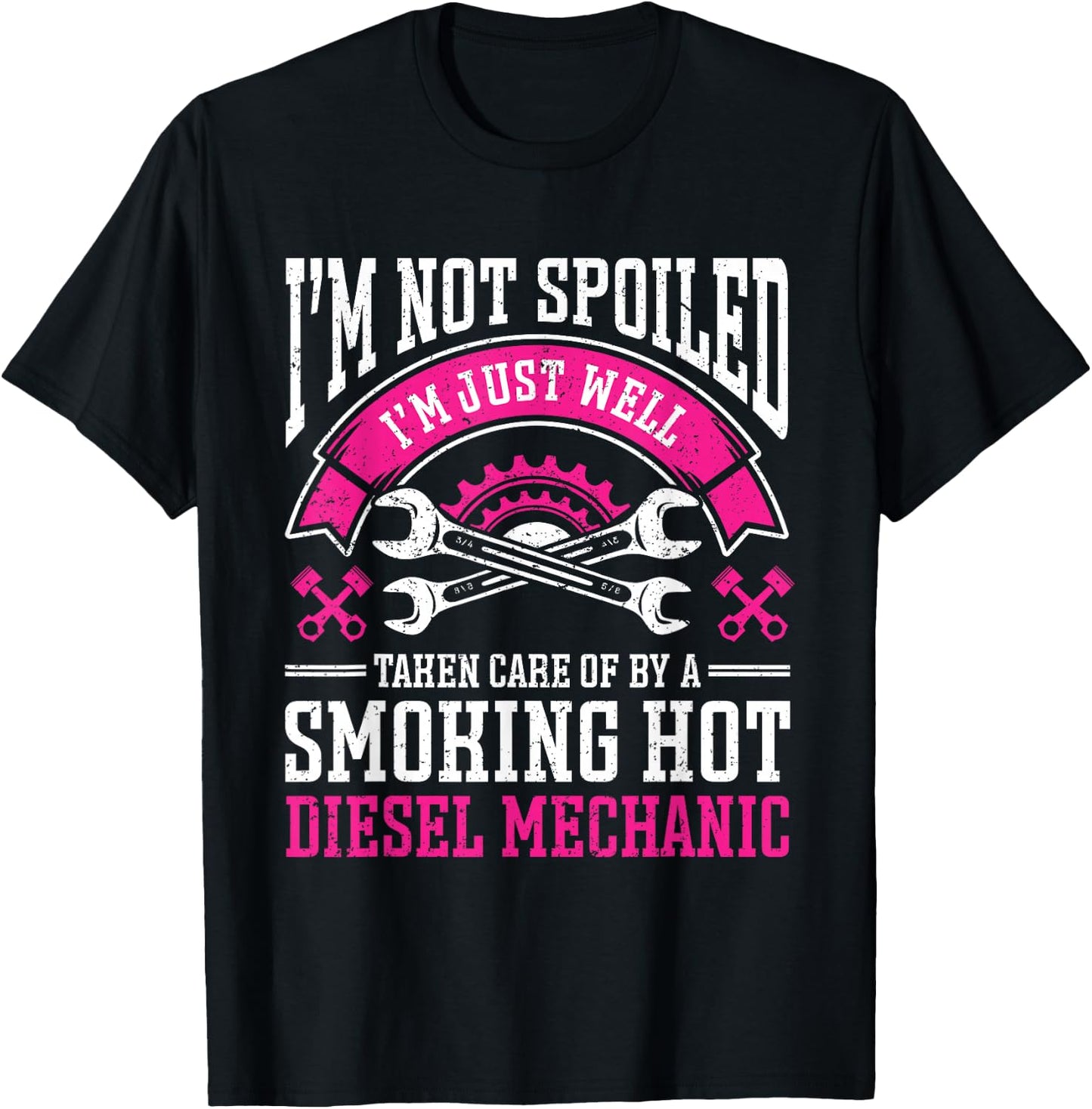 Vintage Mechanic Girlfriend Diesel Mechanic Wife T-Shirt - T-Shirt | Black