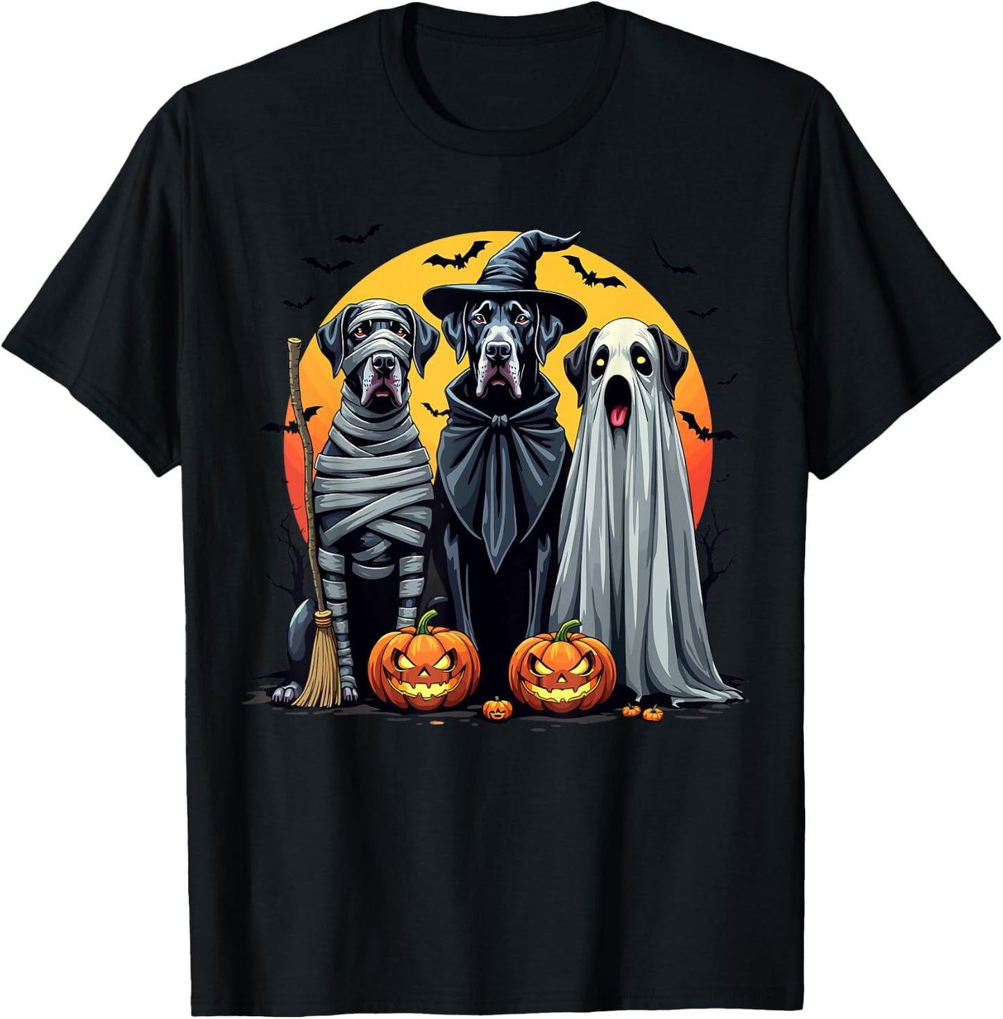 Great Dane Halloween Costume Mummy Witch Ghost T-Shirt - T-Shirt | Black
