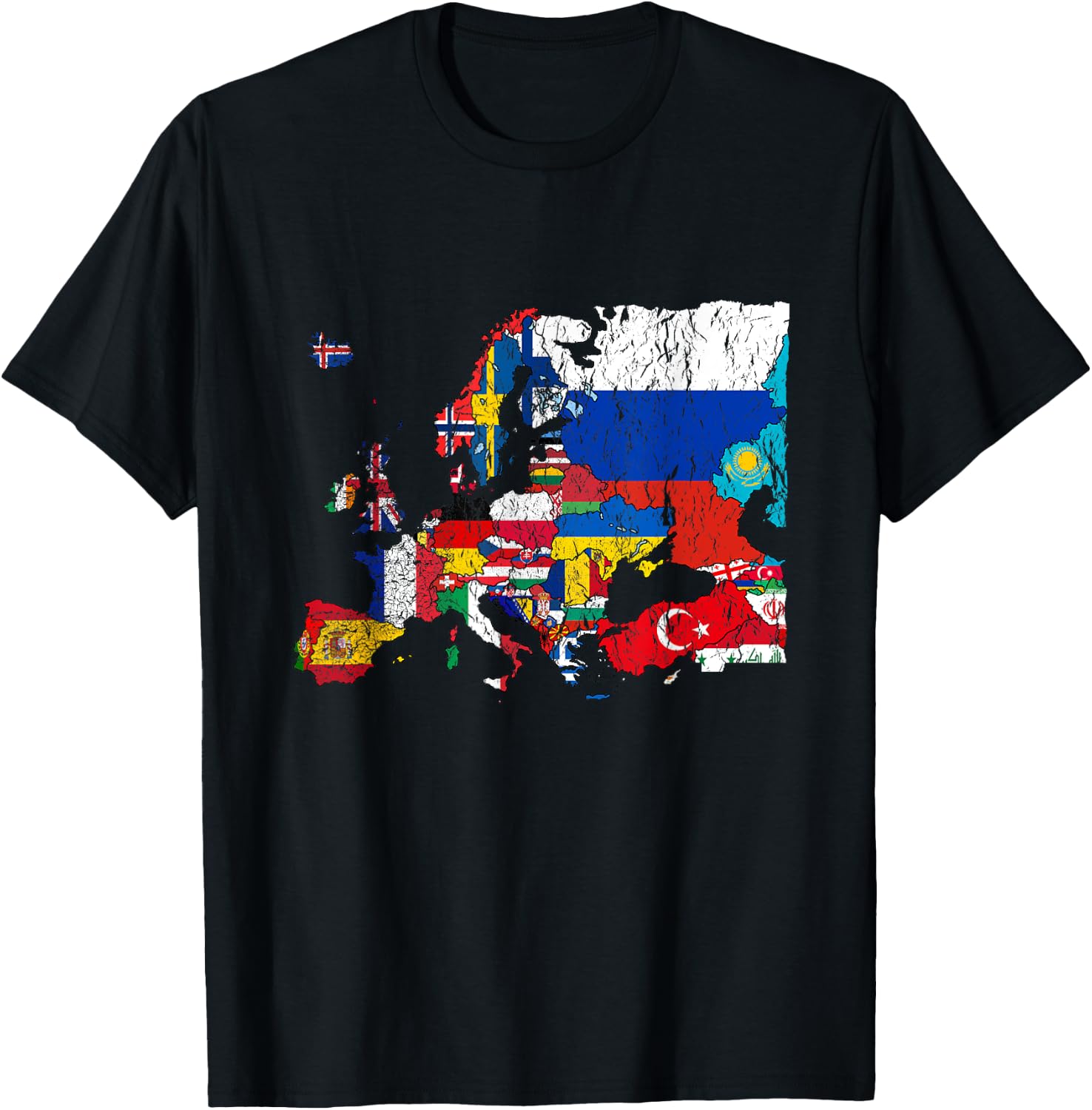 Europe Map with Flags T-Shirt - T-Shirt | Black