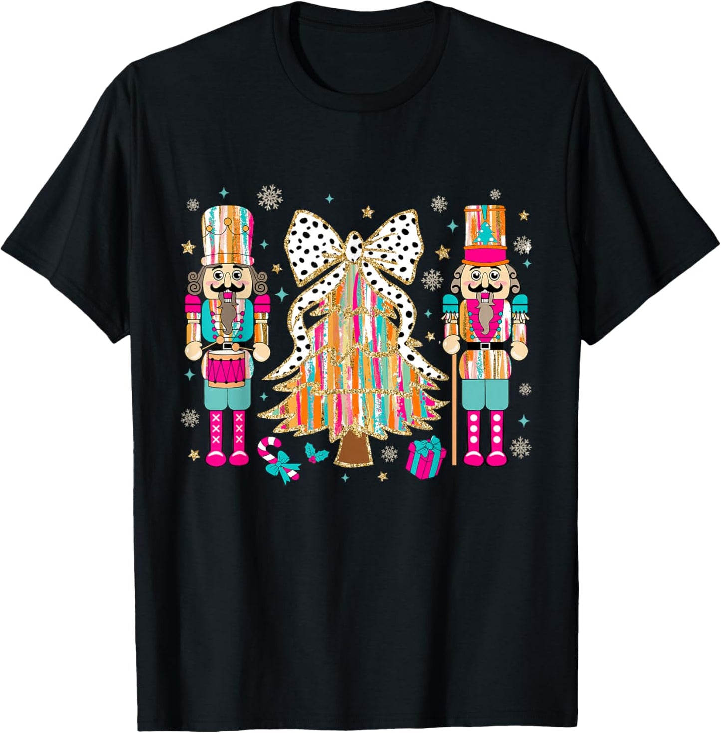 Pink Nutcracker Squad Xmas Pink Christmas Tree Women Kids T-Shirt - T-Shirt | Black