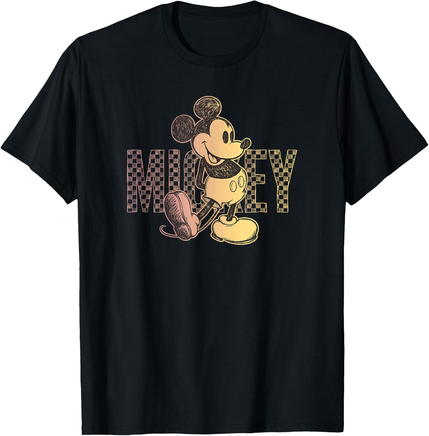 Disney Mickey And Friends Mickey Checker Sketch T-Shirt - T-Shirt | Black