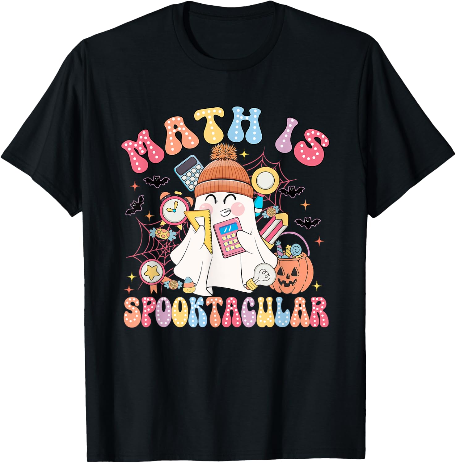 Math Is Spooktacular Math Teacher Spooky Halloween T-Shirt - T-Shirt | Black