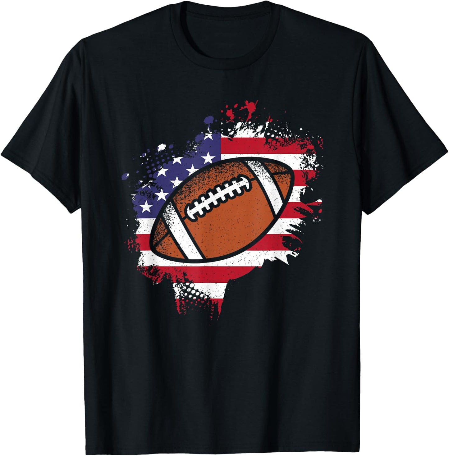 American Football Flag Vintage Football Lover Men Women Kids T-Shirt - T-Shirt | Black