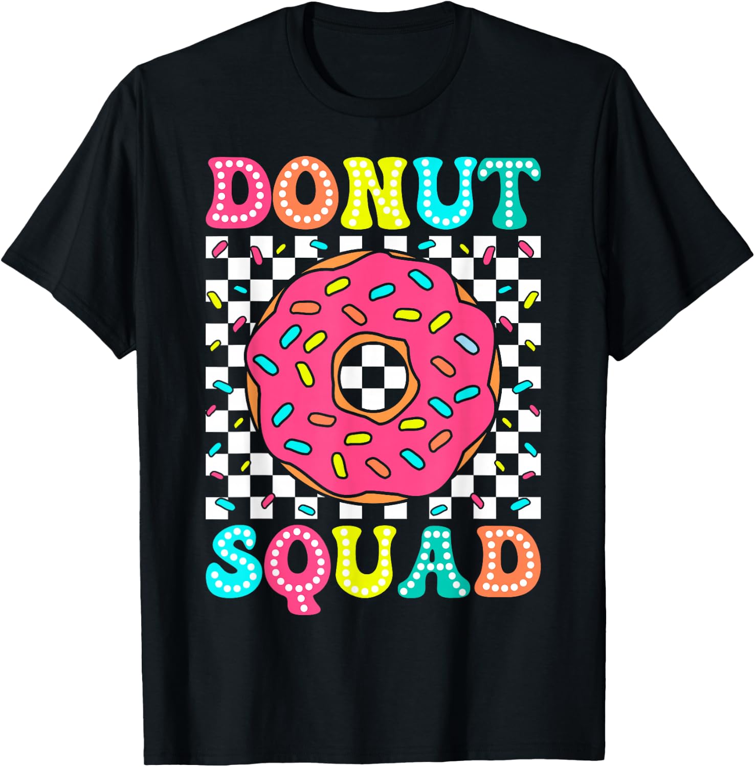 Donut Squad Groovy Donut Lover Birthday Party Girls T-Shirt - T-Shirt | Black