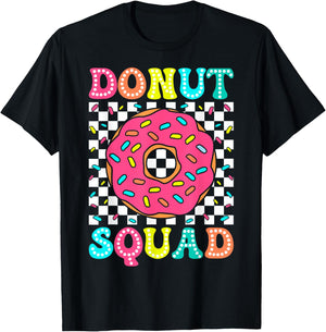 Donut Squad Groovy Donut Lover Birthday Party Girls T-Shirt - T-Shirt | Black
