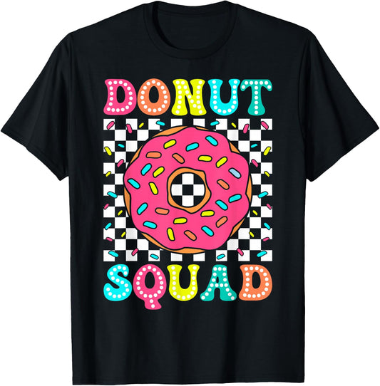 Donut Squad Groovy Donut Lover Birthday Party Girls T-Shirt - T-Shirt | Black