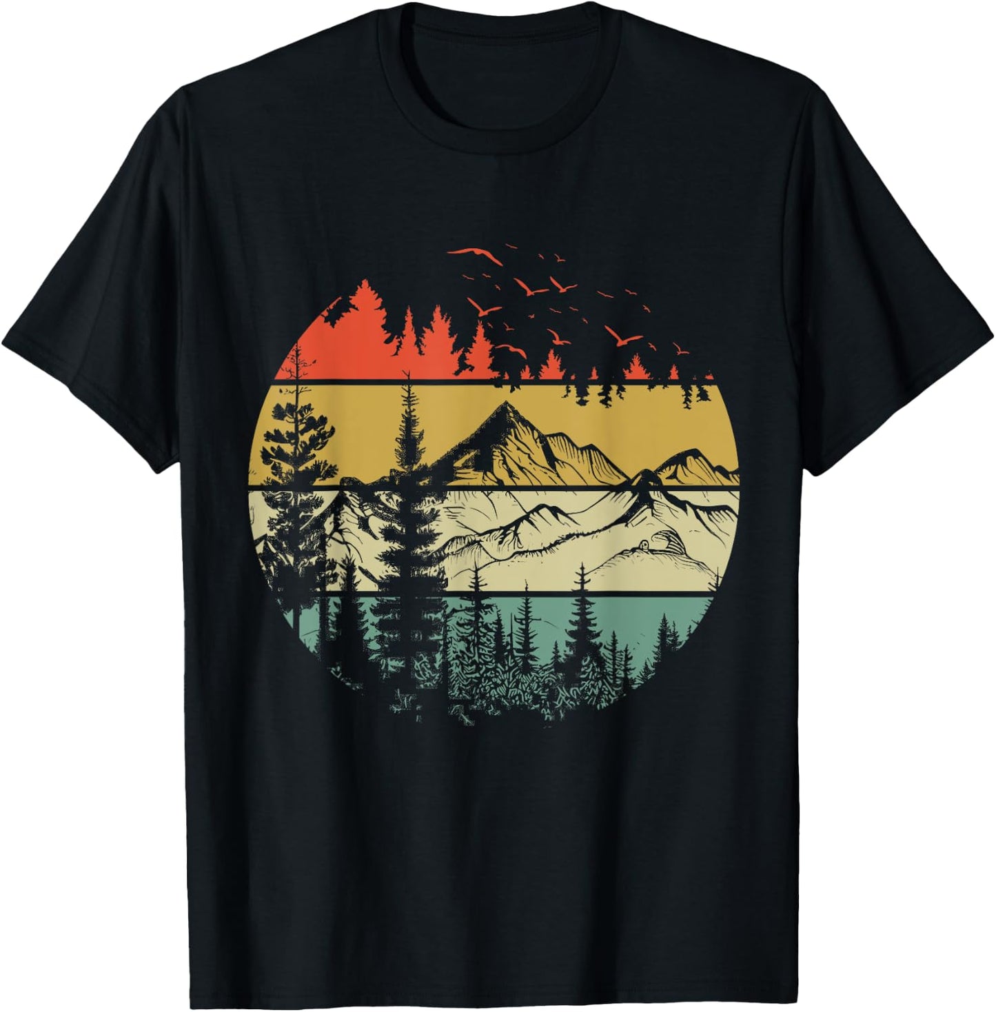 Trees Wildlife Nature Vintage Forest T-Shirt - T-Shirt | Black