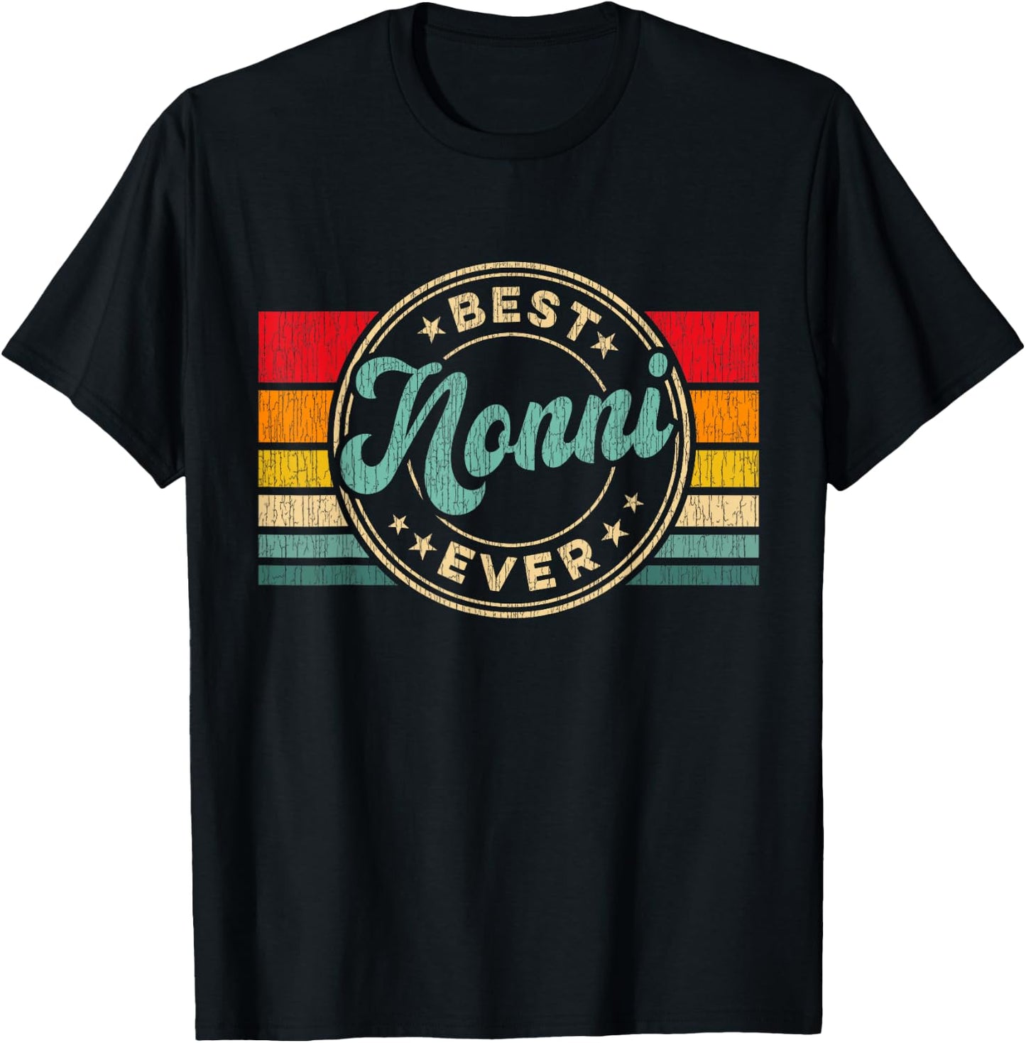 Best Nonni Ever Vintage Retro Mother's Day Gift T-Shirt - T-Shirt | Black