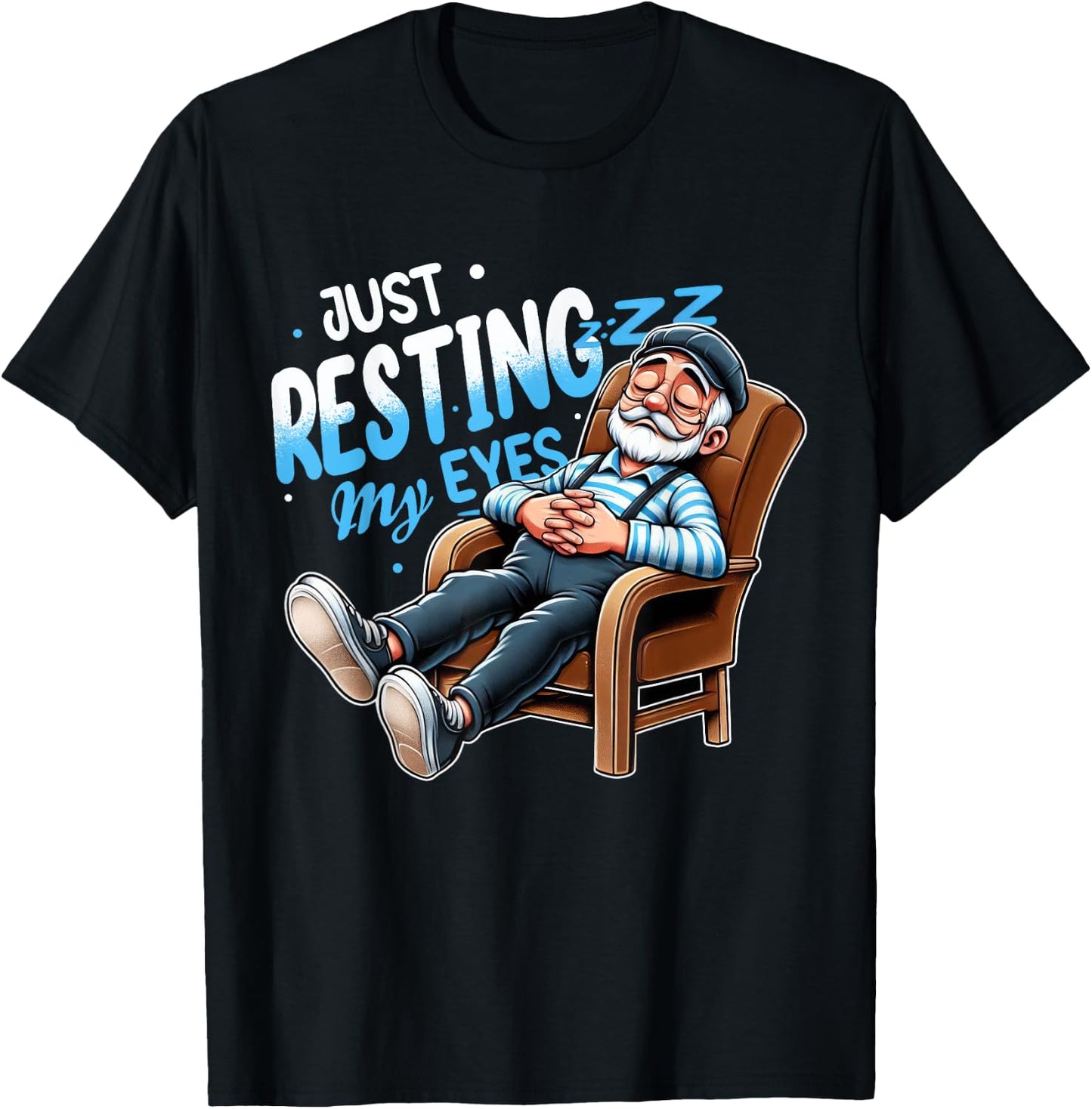 I'm Not Sleeping Just Resting My Eyes Retro Dad Joke Gifts T-Shirt - T-Shirt | Black