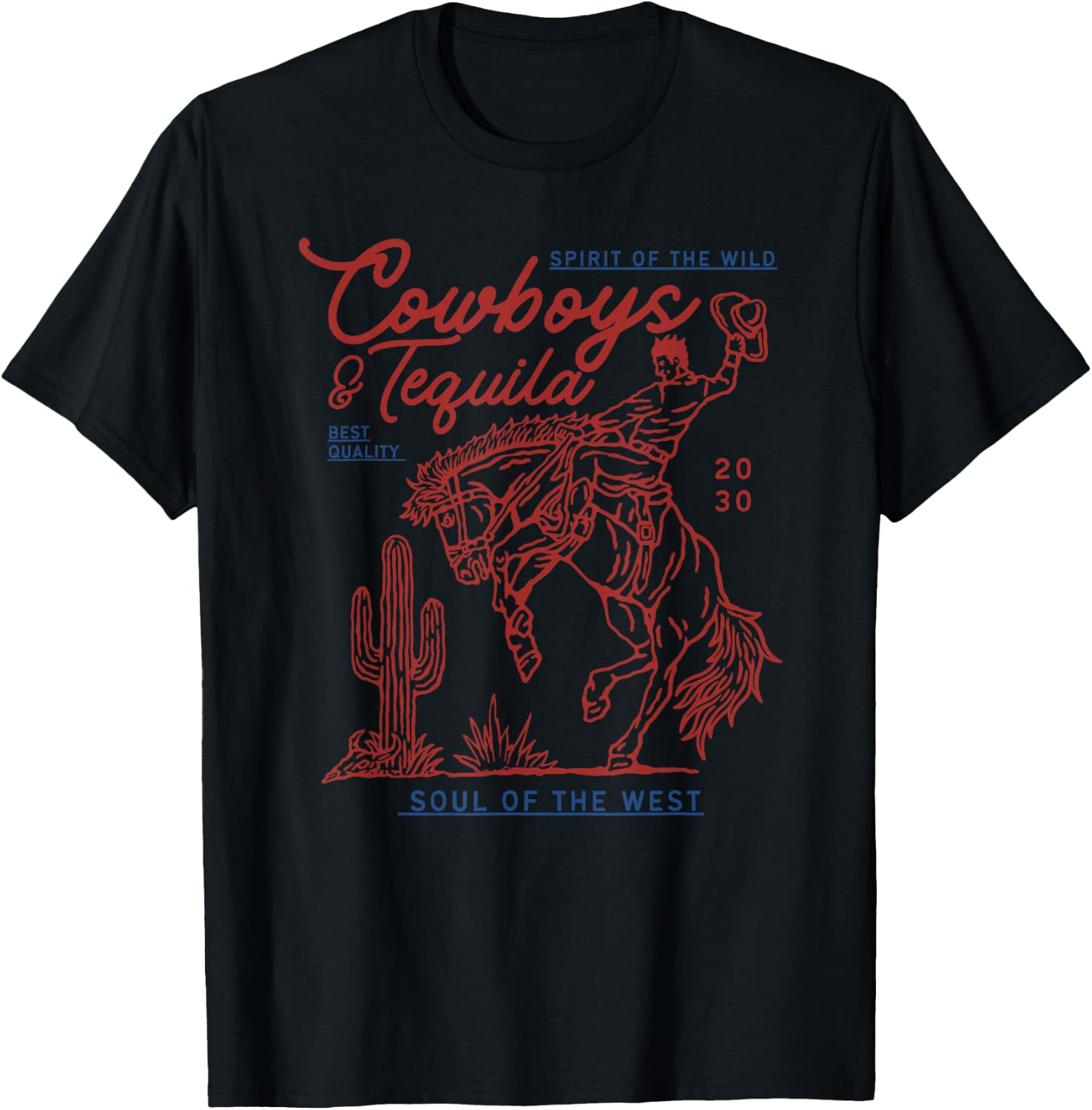 Texas Cowboys And Tequila Vintage Country Rodeo T-Shirt - T-Shirt | Black
