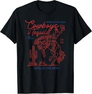 Texas Cowboys And Tequila Vintage Country Rodeo T-Shirt - T-Shirt | Black