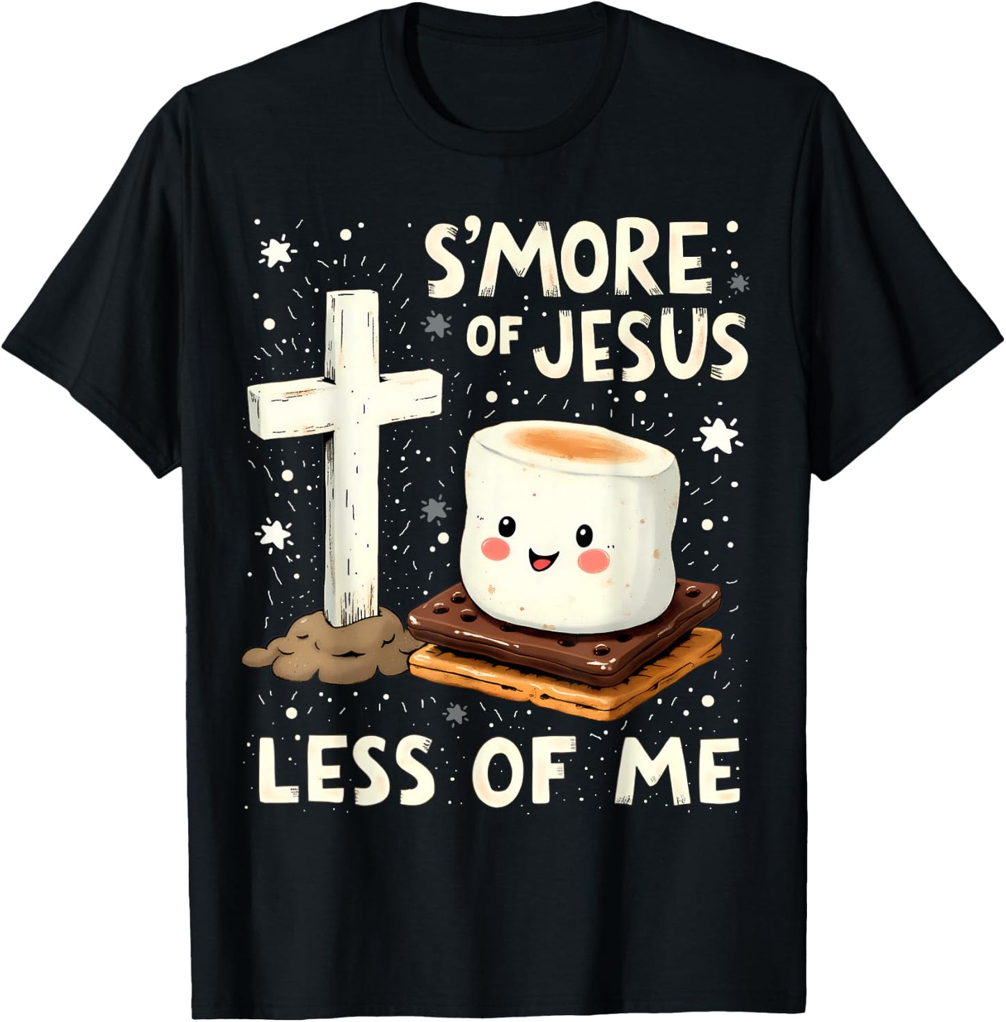Funny Smore Of Jesus Less Of Me Holy Cross Religious Camper T-Shirt - T-Shirt | Black