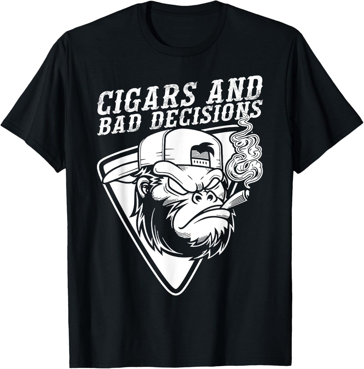 Funny Monkey Cigars And Bad Decisions T-Shirt - T-Shirt | Black