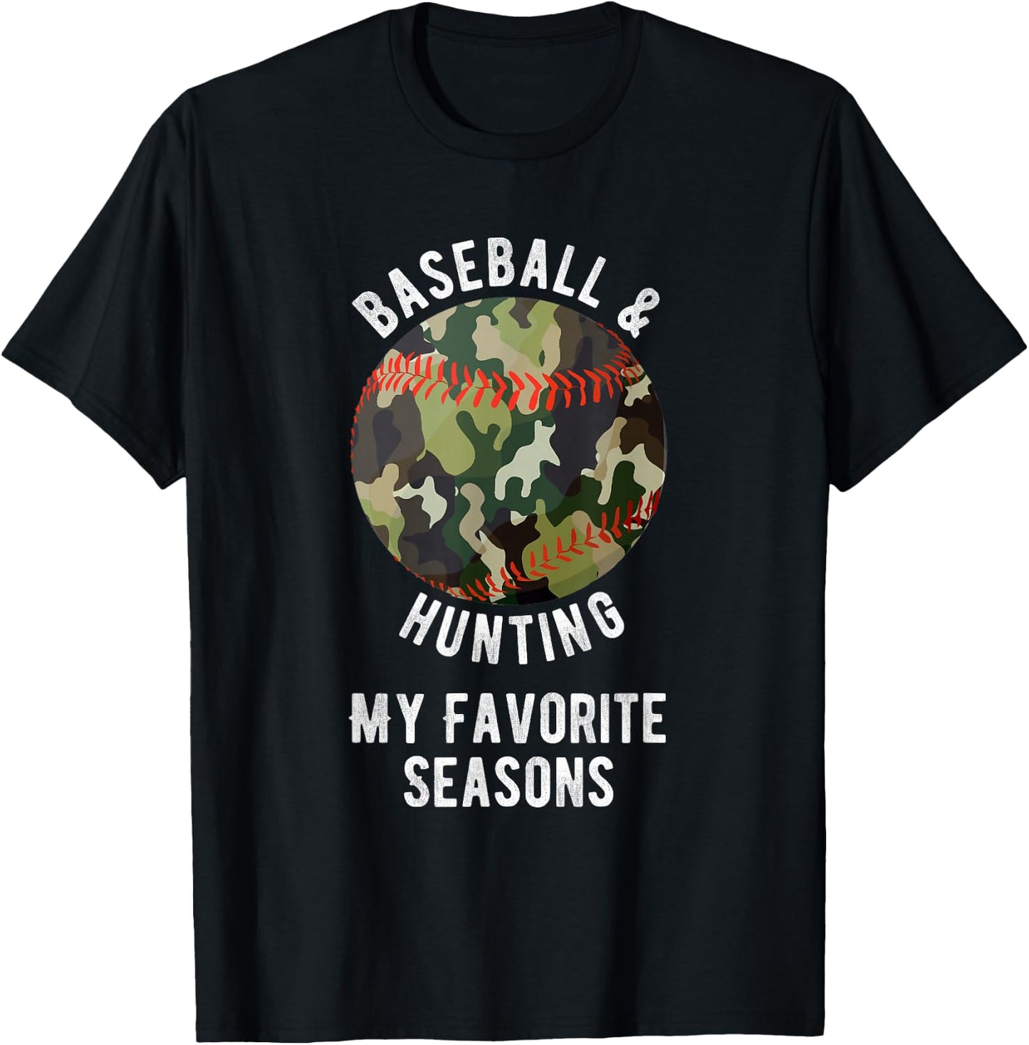 Favourite Seasons of Baseball Hunting - Funny Hunting Gift T-Shirt - T-Shirt | Black