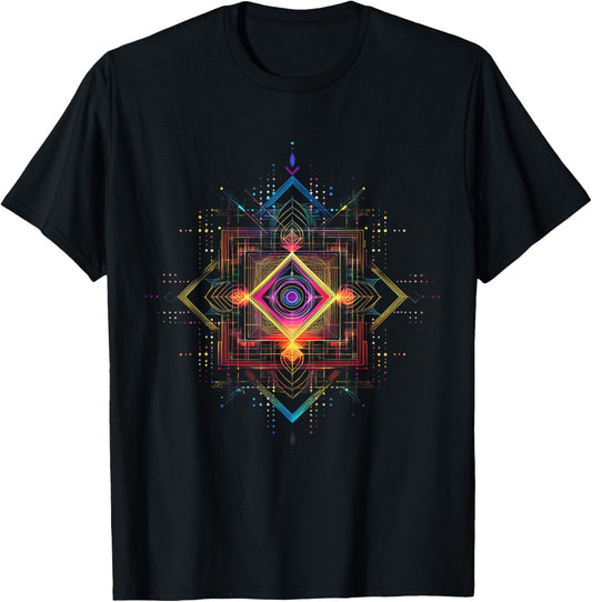 Sacred Geometry Metatron Cube Spiritual Yoga T-Shirt - T-Shirt | Black
