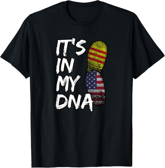 South Vietnam Vietnamese America American USA My DNA Flag T-Shirt - T-Shirt | Black