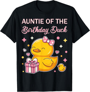Auntie of the Birthday Duck Christmas Anime Party Outfit T-Shirt - T-Shirt | Black
