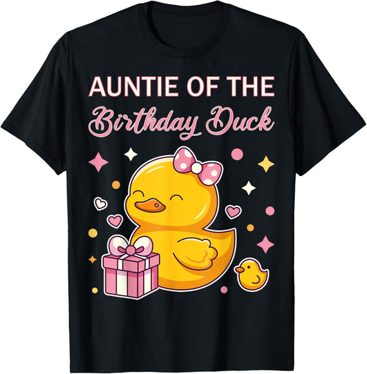 Auntie of the Birthday Duck Christmas Anime Party Outfit T-Shirt - T-Shirt | Black