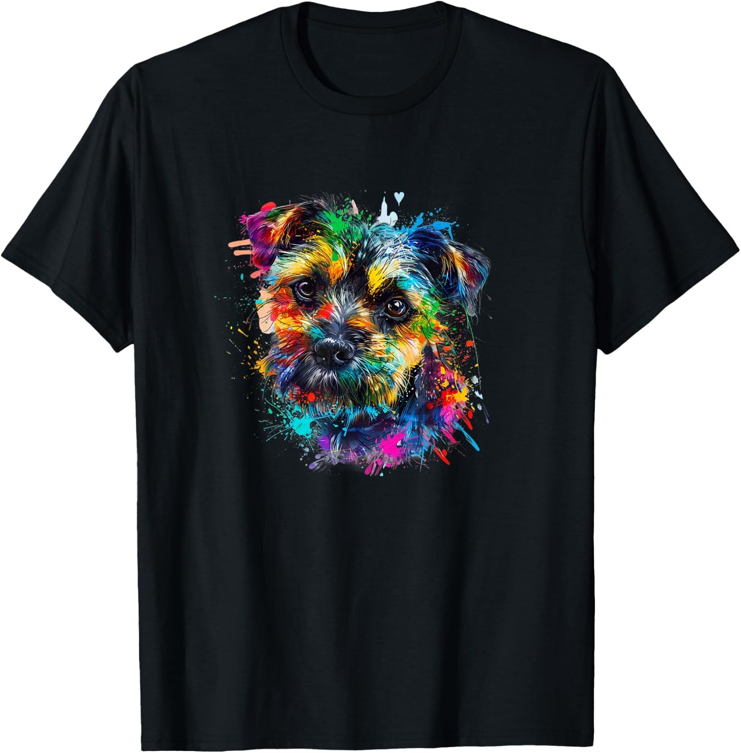 Cute Funny Pop Art Colorful Border Terrier Lover T-Shirt - T-Shirt | Black