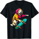 Cool Golden Retriever Dog Skateboarding Illustration Art T-Shirt - T-Shirt | Black