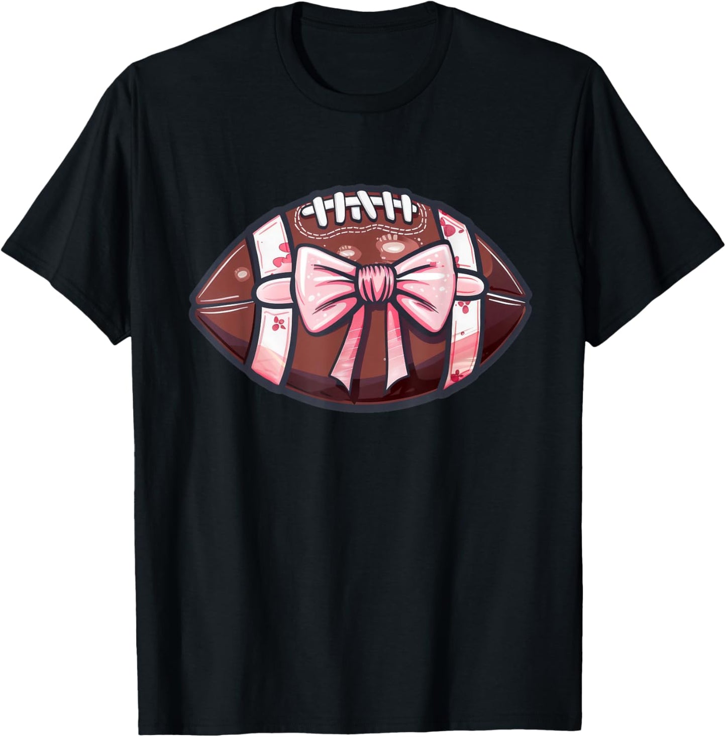 Football Girl Bow T-Shirt - T-Shirt | Black