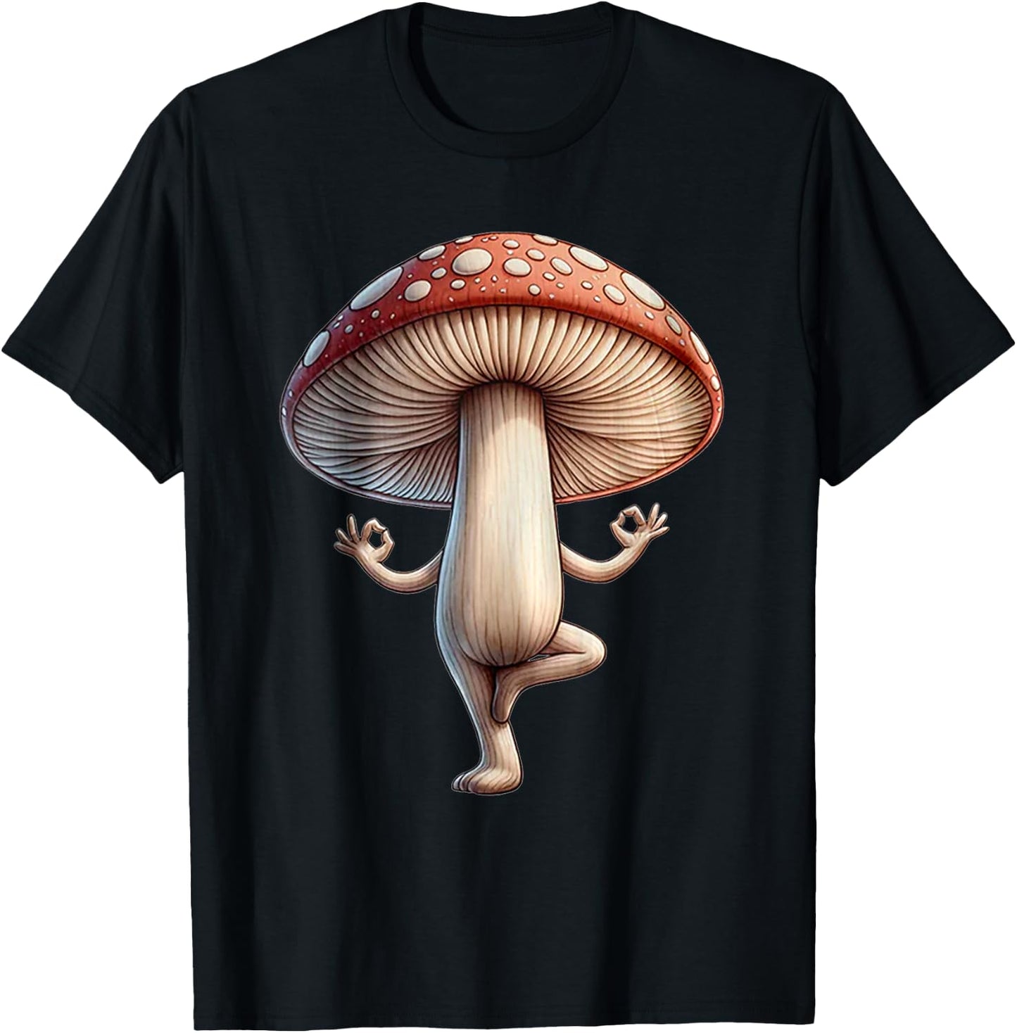 Funny Yoga Mushroom T-Shirt - T-Shirt | Black