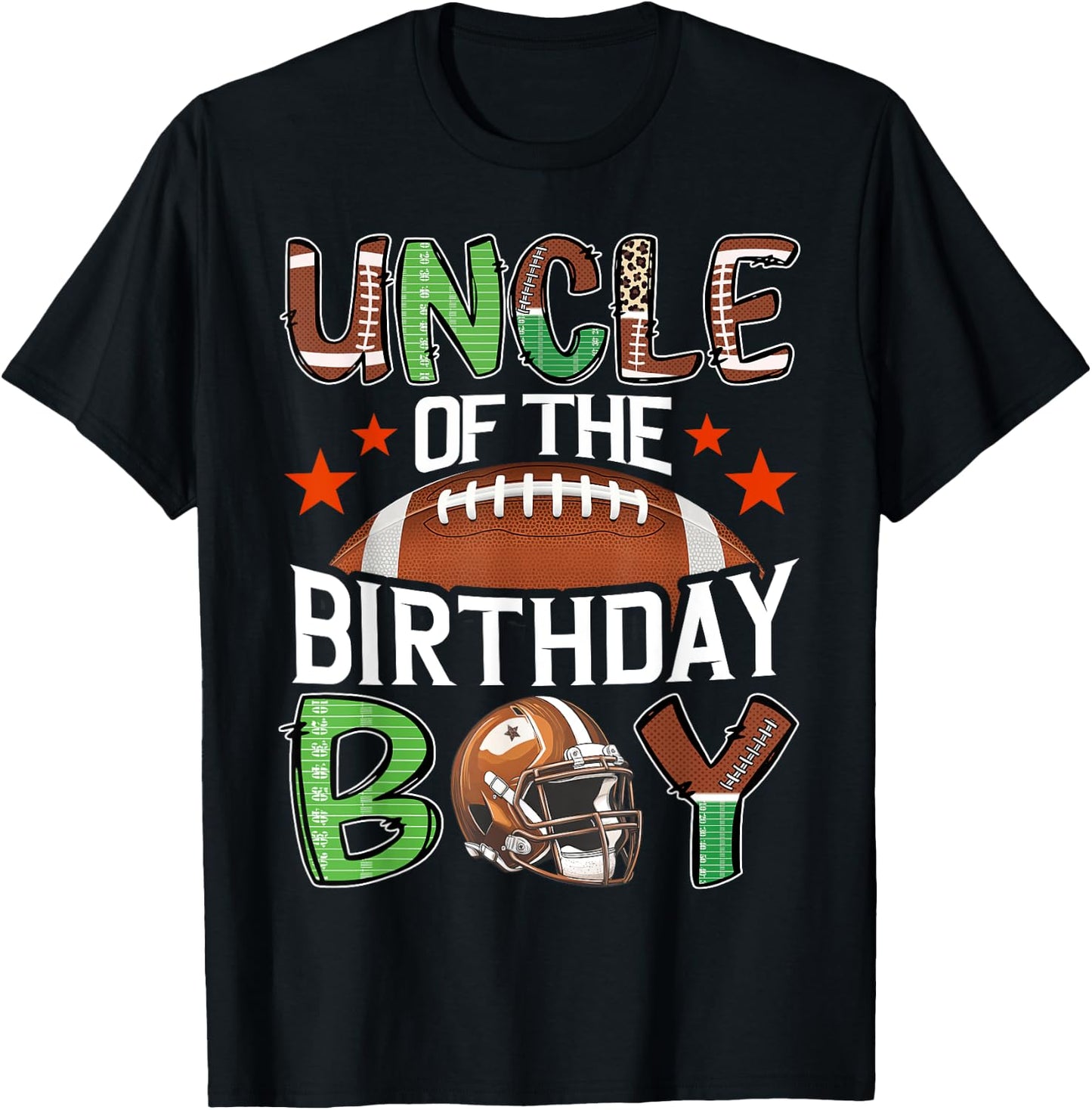 Uncle Of The Birthday Boy Game Day Football T-Shirt - T-Shirt | Black