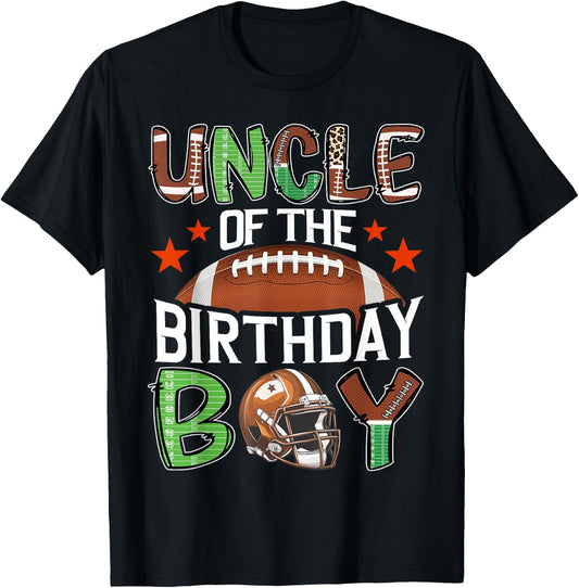 Uncle Of The Birthday Boy Game Day Football T-Shirt - T-Shirt | Black