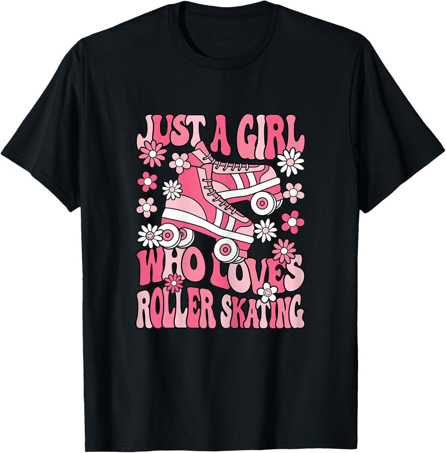 Just A Girl Who Loves Roller Skating Women Girls Kids T-Shirt - T-Shirt | Black