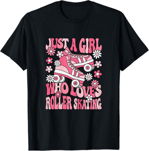 Just A Girl Who Loves Roller Skating Women Girls Kids T-Shirt - T-Shirt | Black