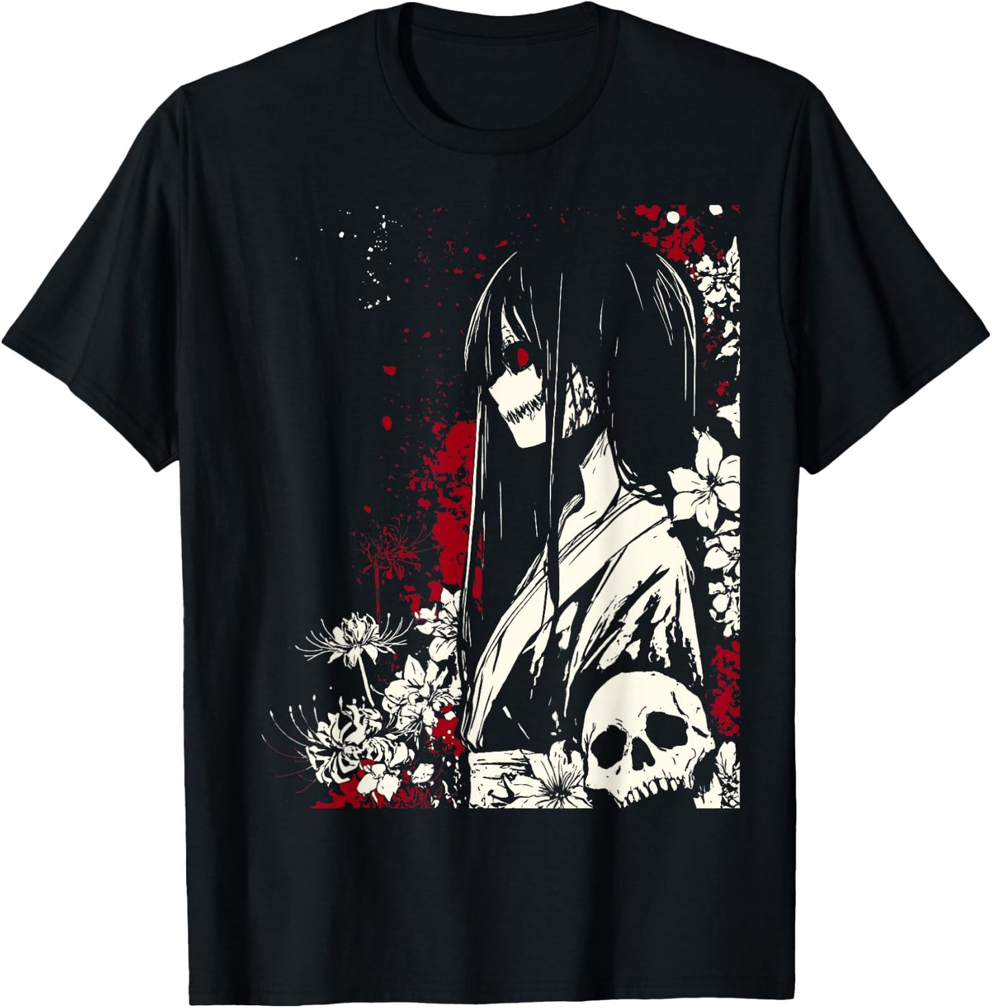 Gothic Yandere Japanese Girl Horror Anime Goth T-Shirt - T-Shirt | Black