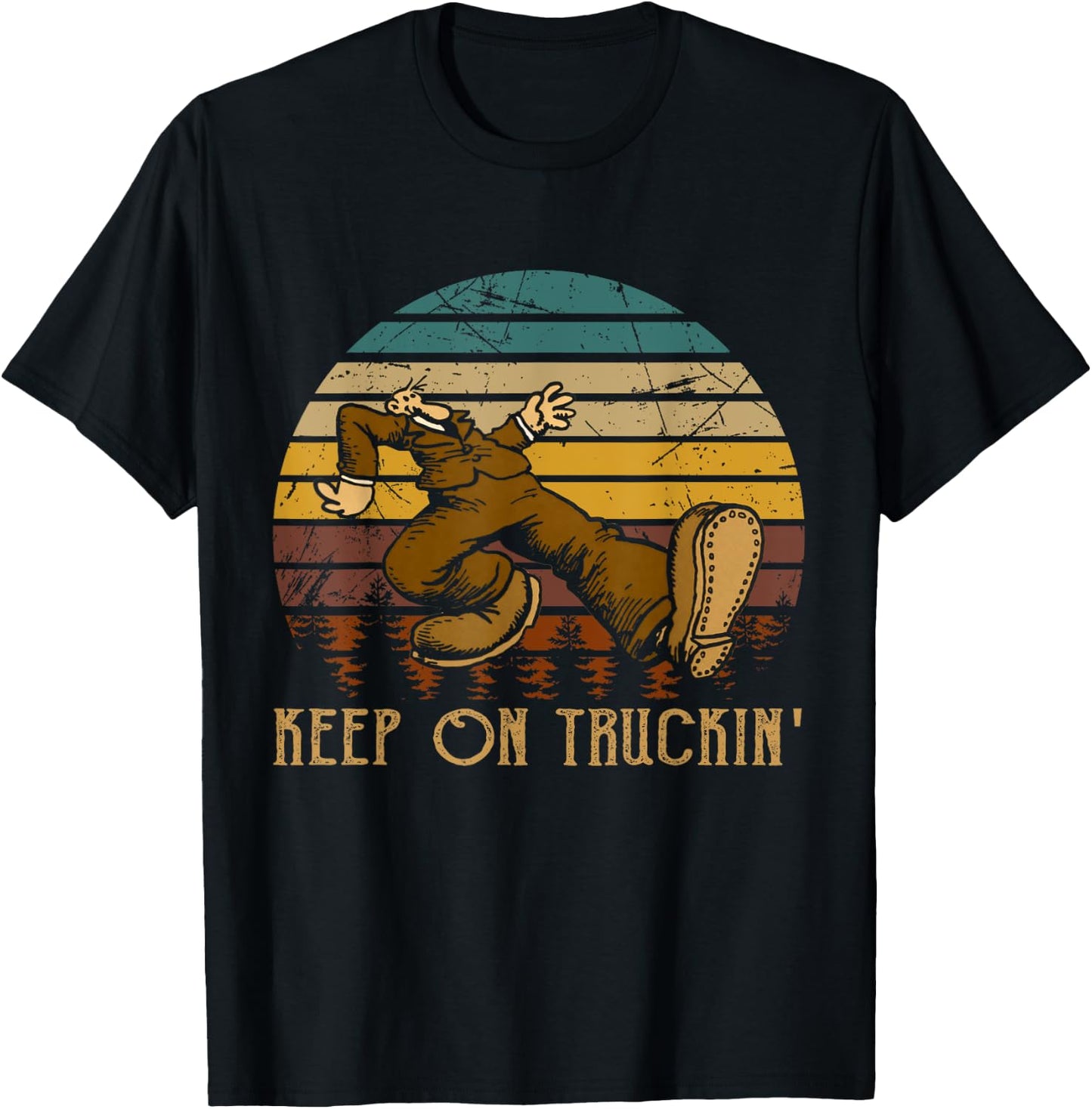 Vintage Styles 70s Music Retro Cars Truck - Keep On Truckin' T-Shirt - T-Shirt | Black