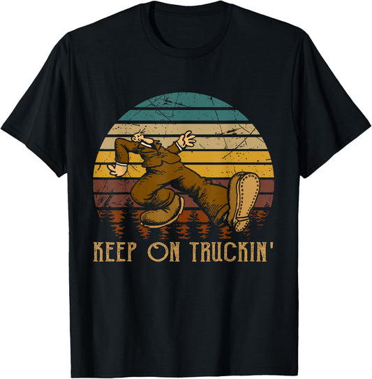 Vintage Styles 70s Music Retro Cars Truck - Keep On Truckin' T-Shirt - T-Shirt | Black