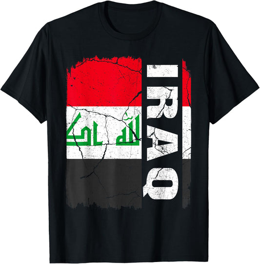 Vintage Iraqis Flag Iraq Pride Roots Heritage Gift T-Shirt - T-Shirt | Black