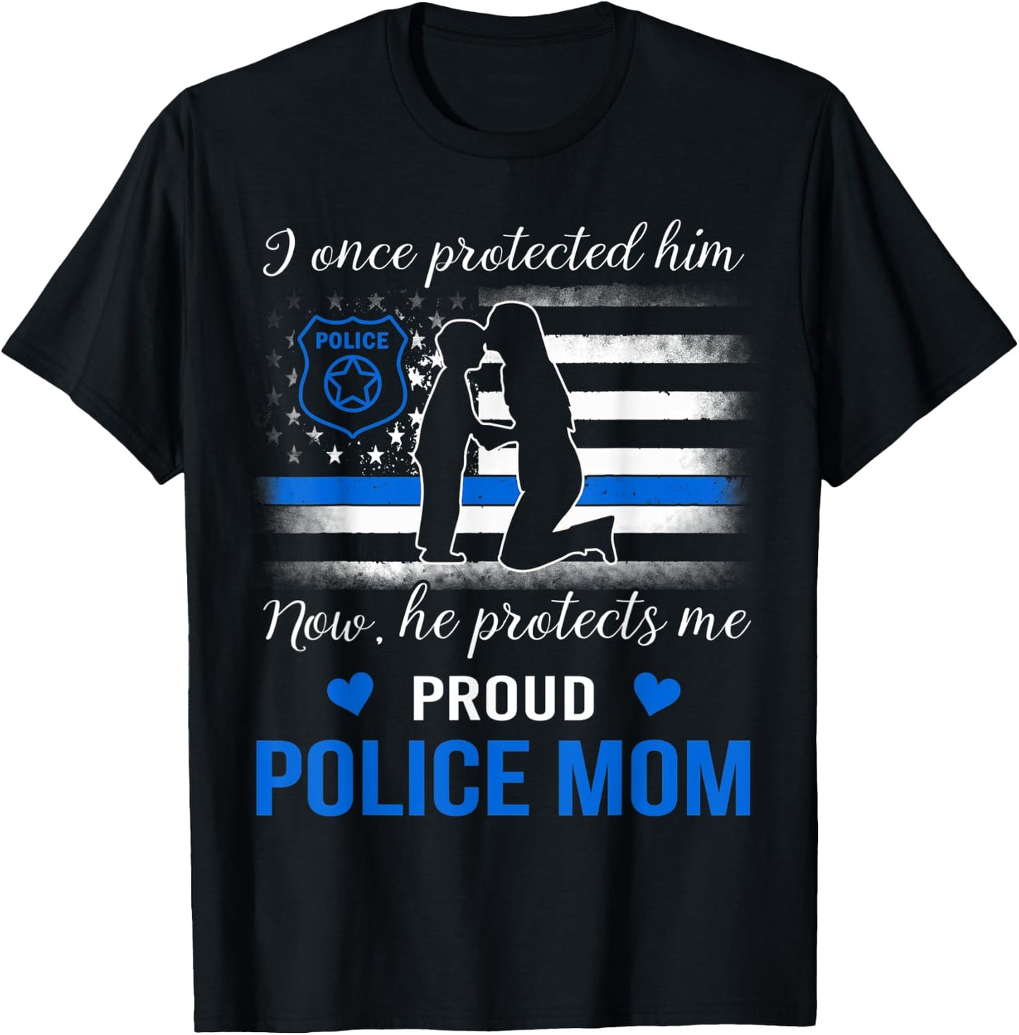Thin Blue Line American Flag Proud Police Mom Men T-Shirt - T-Shirt | Black