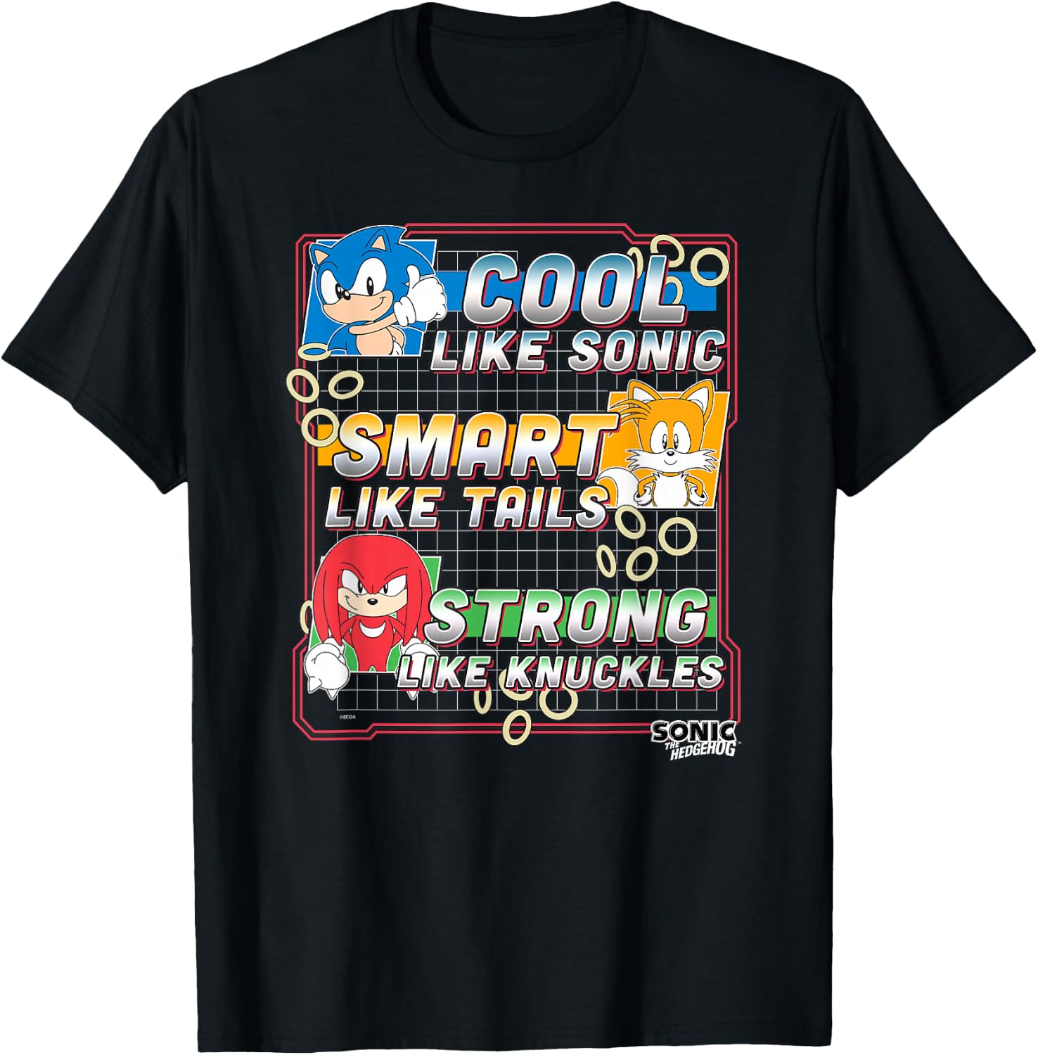 Sonic The Hedgehog Father's Day Cool Smart & Strong Dad T-Shirt - T-Shirt | Black
